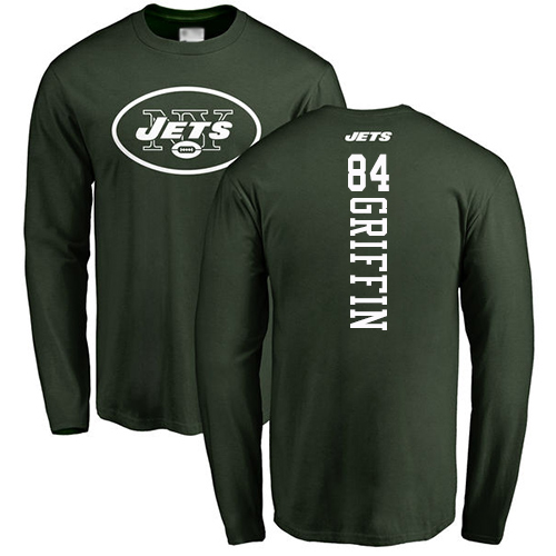 New York Jets Men Green Ryan Griffin Backer NFL Football #84 Long Sleeve T Shirt->nfl t-shirts->Sports Accessory